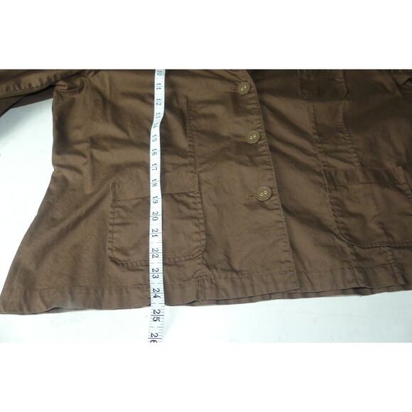 Conrad C Cotton Button Jacket Women's 18 Shirt Scrunch Sleeve Pockets Brown - Picture 5 of 9